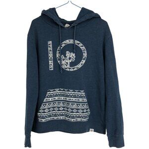 Tentree Blue and white Pullover Long Sleeve Graphic Logo Hoodie size LG